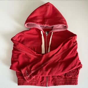 BDG Urban Outfitters red denim bomber jacket